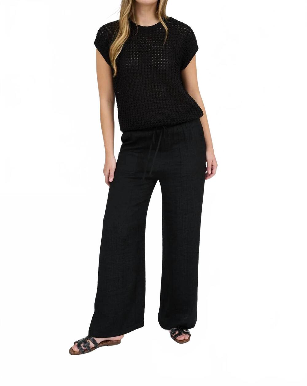 NEW BLU PEPPER crochet knit batwing short sleeve sweater top in black